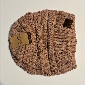 Pink Knit Beanie C.C (Speckled)